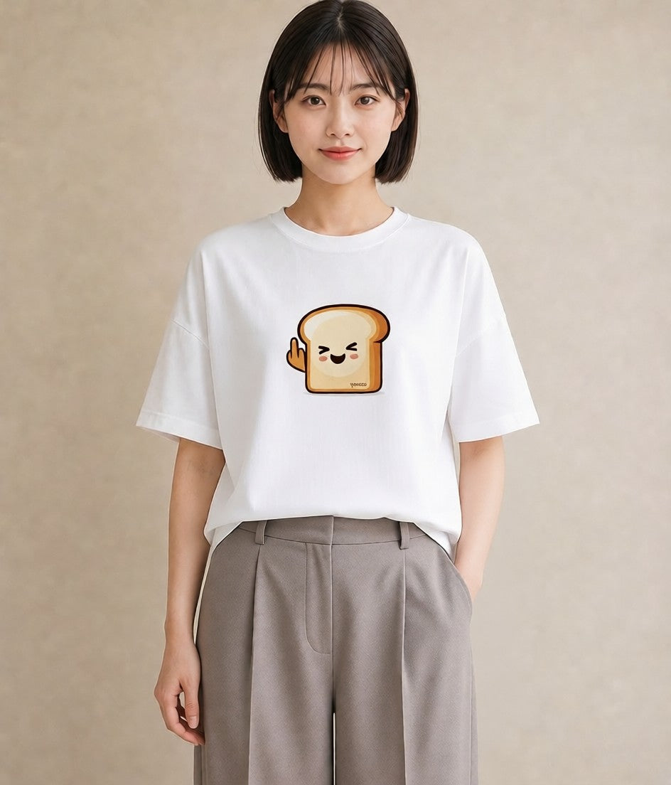 半袖Tシャツ レディース 食パン 食べ物 フード イラスト ガーリー ルームウェア ギフト 白T YMAZO