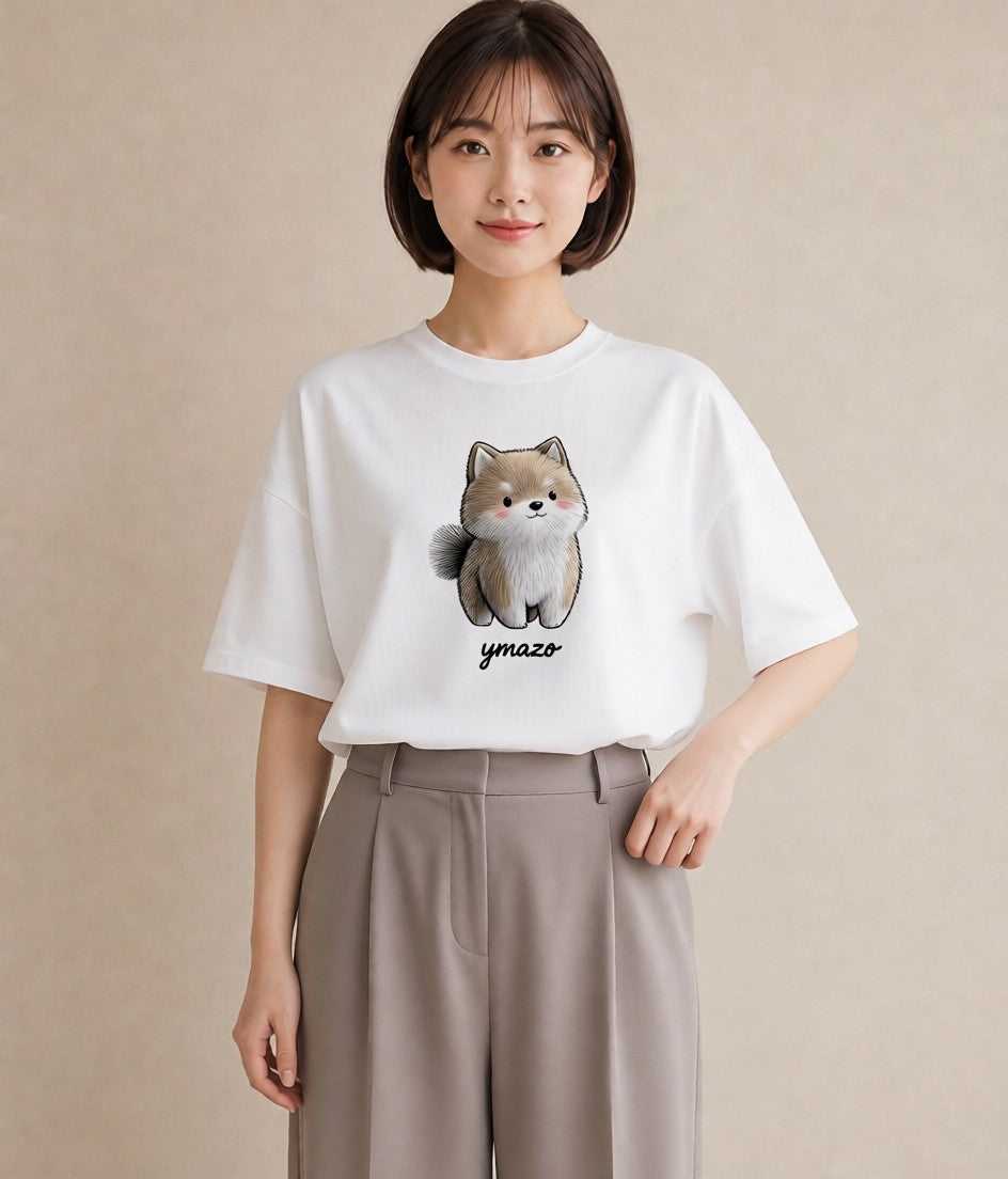 グラフィックTシャツ レディース 柴犬 しばいぬ 犬 いぬ イラスト ミニマル 週末コーデ 敬老の日 白T YMAZO