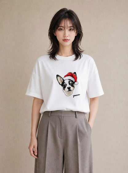 グラフィックTシャツ レディース チワワ 犬 いぬ イラスト ニュアンス 週末コーデ 敬老の日 白T YMAZO