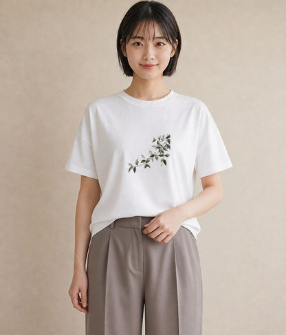 デザインTシャツ レディース ボタニカル 植物 イラスト シック おしゃれギフト 社会人 白T YMAZO