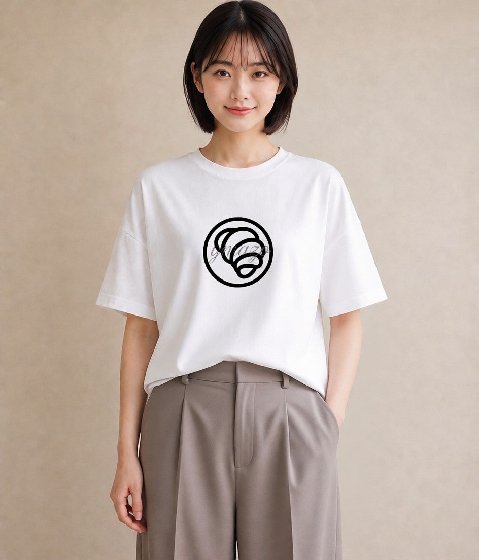 グラフィックTシャツ レディース パン ベーカリー レトロ イラスト 淡色 買い物 夏コーデ 白T YMAZO