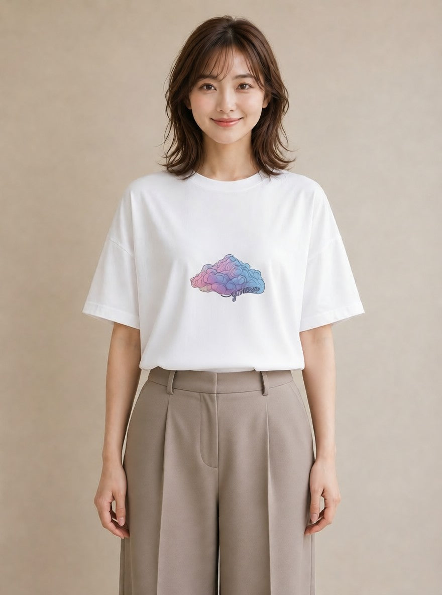 グラフィックTシャツ レディース 空 星空 宇宙 イラスト こなれ感 旅行用 海 白T YMAZO