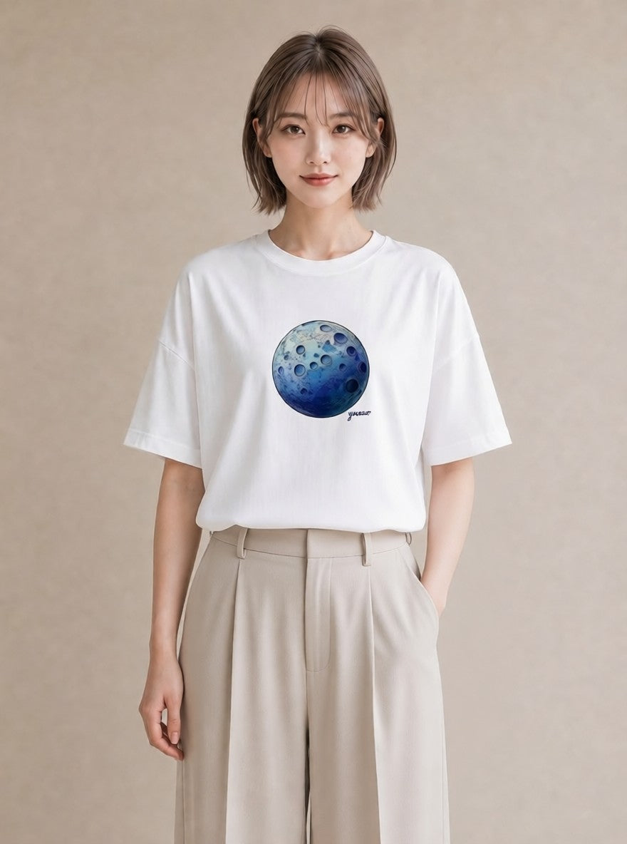 プリントTシャツ レディース 惑星 星空 宇宙 イラスト きれいめ 母娘コーデ 自分用 白T YMAZO
