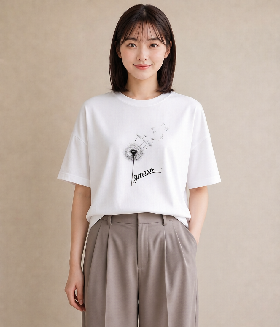 デザインTシャツ レディース たんぽぽ 花 花柄 イラスト シック 敬老の日 ホワイトデー 白T YMAZO