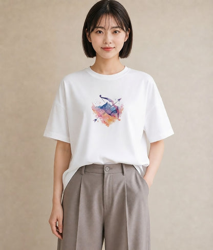 グラフィックTシャツ レディース 山羊座 星空 宇宙 イラスト ポップ お揃い 親子 白T YMAZO