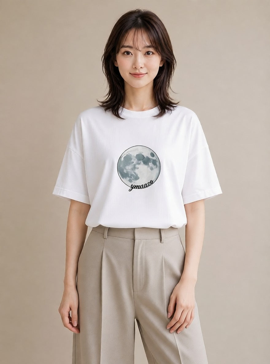 プリントTシャツ レディース 星空 宇宙 イラスト 北欧風 女性向けギフト 散歩 白T YMAZO