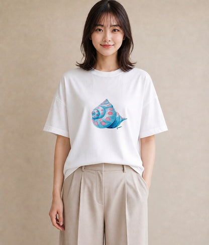 Tシャツ レディース 人魚 海の生き物 海 イラスト アート風 ホワイトデー 春服 白T YMAZO