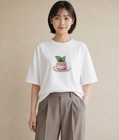 プリントTシャツ レディース マフィン 食べ物 フード イラスト ユニーク 自分用 ルームウェア 白T YMAZO