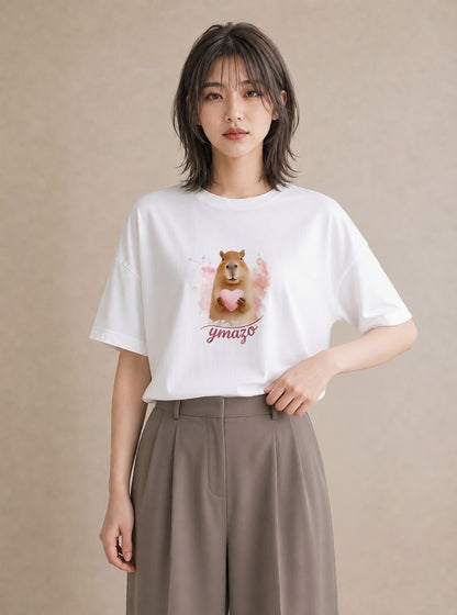 Tシャツ レディース ゴールデンハムスター ペット 動物 イラスト モード ミセス 春コーデ 白T YMAZO
