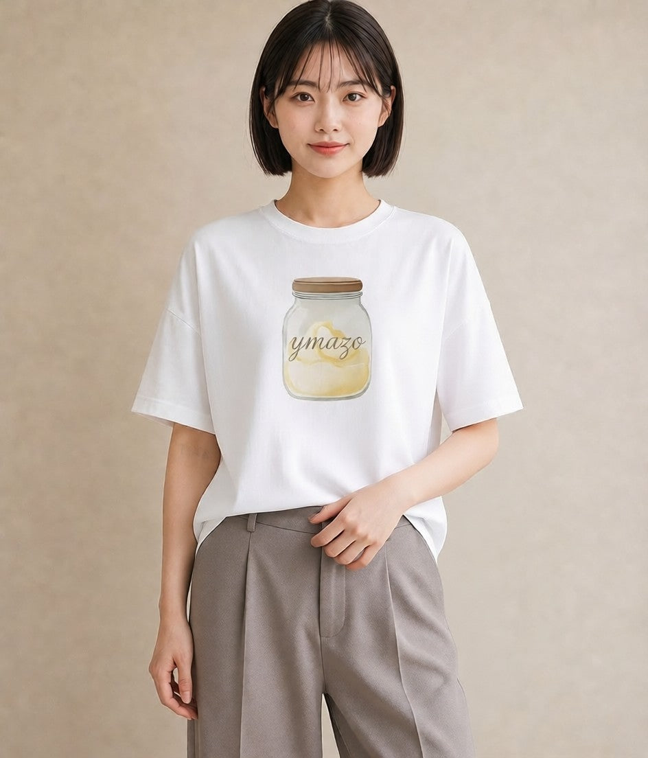 Tシャツ レディース パフェ 食べ物 フード イラスト こなれ感 夏コーデ 通学 白T YMAZO
