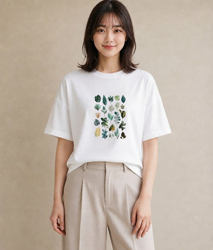 デザインTシャツ レディース ボタニカル 植物 イラスト ユニーク 20代 カジュアルコーデ 白T YMAZO