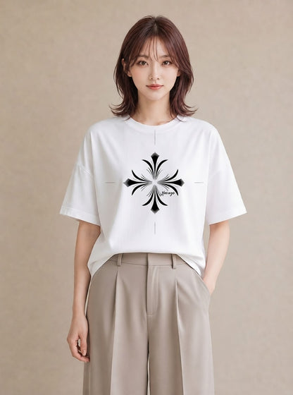 半袖Tシャツ レディース 幾何学 ミニマル ジオメトリック イラスト 母娘コーデ 自分用 白T YMAZO