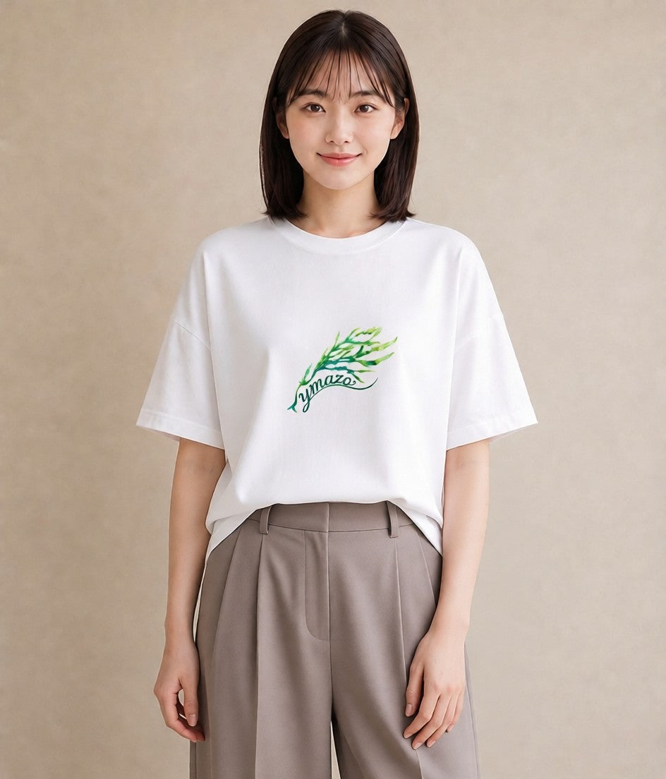 デザインTシャツ レディース 芝生 植物 ボタニカル イラスト 線画 敬老の日 ホワイトデー 白T YMAZO