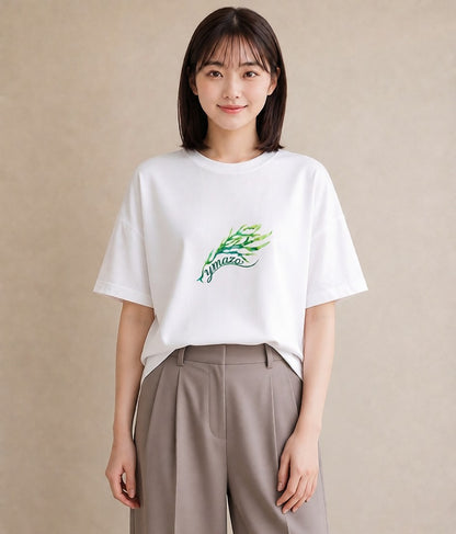 デザインTシャツ レディース 芝生 植物 ボタニカル イラスト 線画 敬老の日 ホワイトデー 白T YMAZO