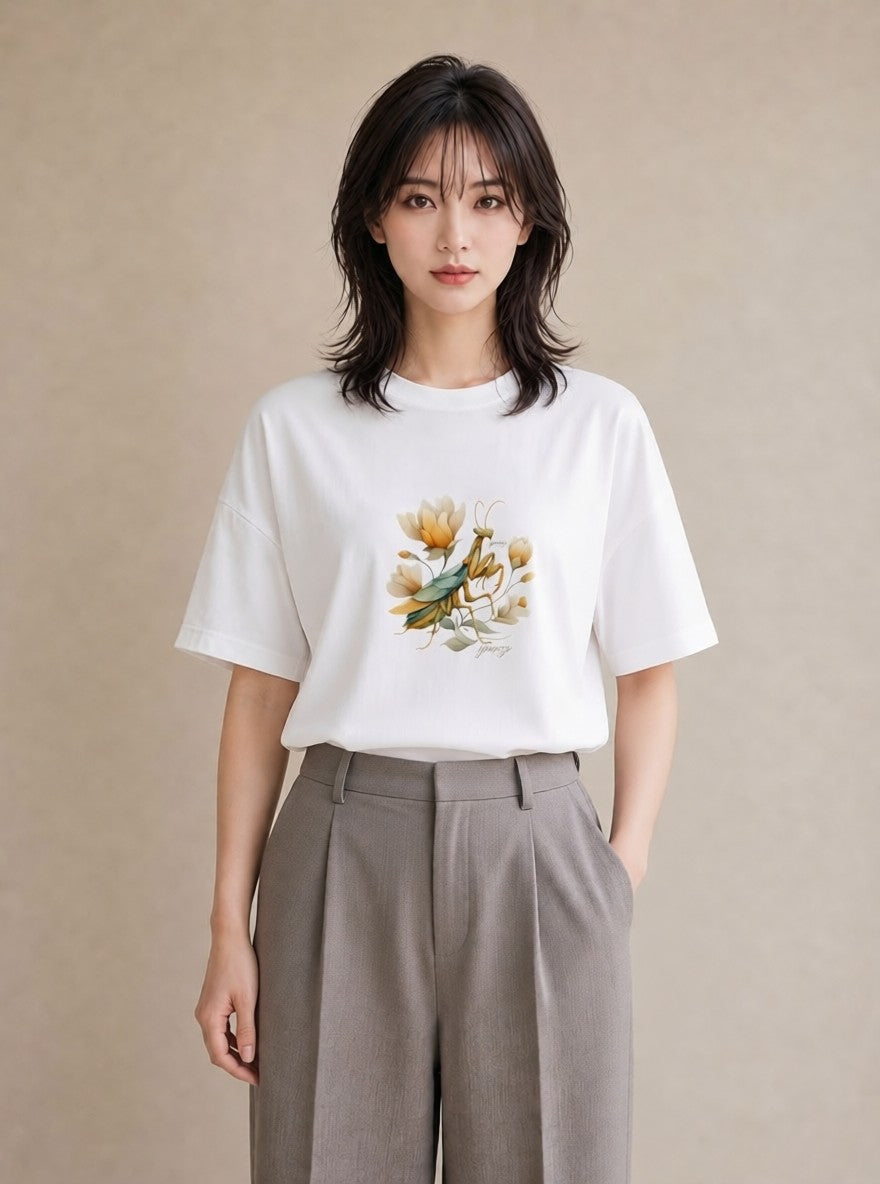Tシャツ レディース ホタル 昆虫 虫 イラスト フェミニン 春コーデ 姉妹 白T YMAZO