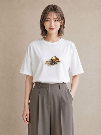 プリントTシャツ レディース ベーグル 食べ物 フード イラスト 親子 20代 白T YMAZO