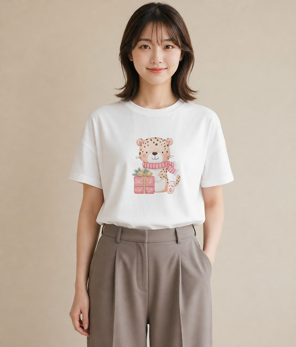 半袖Tシャツ レディース とら 動物 アニマル イラスト 淡色 春コーデ 姉妹 白T YMAZO