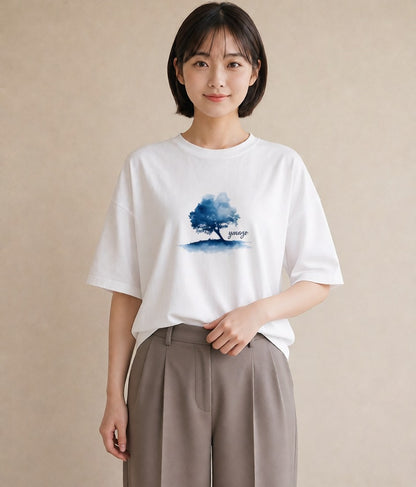 デザインTシャツ レディース 盆栽 植物 ボタニカル イラスト こなれ感 普段着 週末コーデ 白T YMAZO