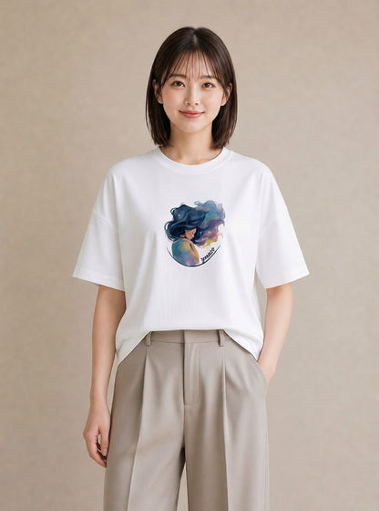半袖Tシャツ レディース 獅子座 星空 宇宙 イラスト 抜け感 ギフト 母の日 白T YMAZO