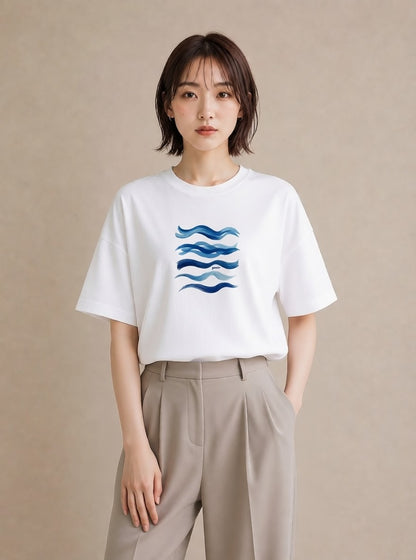 Tシャツ レディース 海 星空 宇宙 イラスト ガーリー デート 帰省 白T YMAZO