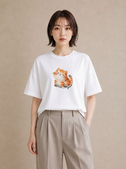 デザインTシャツ レディース 猫の手 猫 ねこ イラスト ユニーク デート 帰省 白T YMAZO