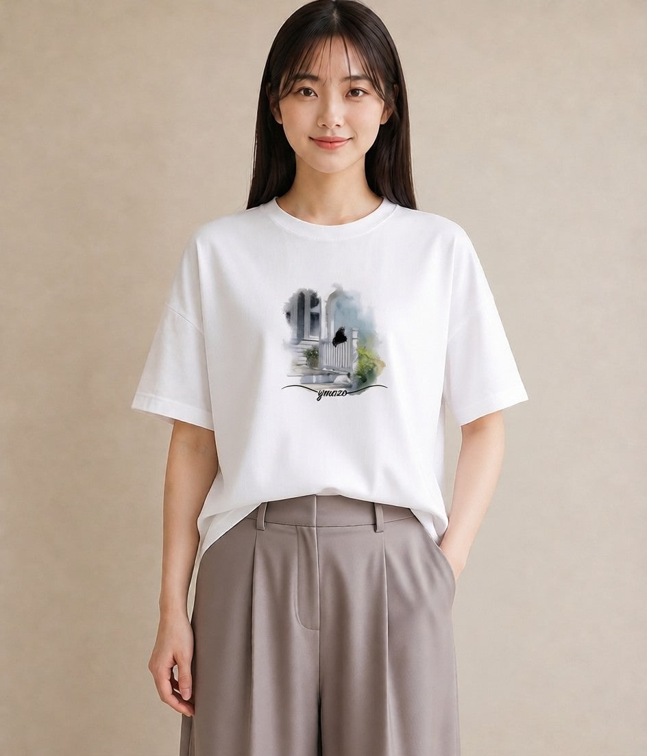 グラフィックTシャツ レディース ロシアンブルー 猫 ねこ イラスト 可愛い おしゃれギフト 社会人 白T YMAZO
