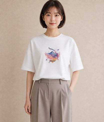 プリントTシャツ レディース 蟹座 星空 宇宙 イラスト こなれ感 秋コーデ おしゃれギフト 白T YMAZO