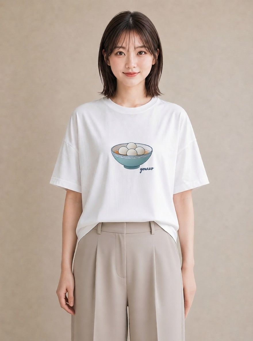 プリントTシャツ レディース だんご 食べ物 フード イラスト 手描き風 お揃い 親子 白T YMAZO
