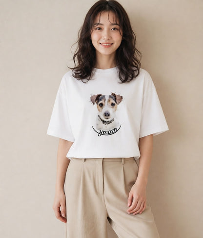 Tシャツ レディース ジャックラッセルテリア 犬 いぬ イラスト 北欧風 春服 ミセス 白T YMAZO