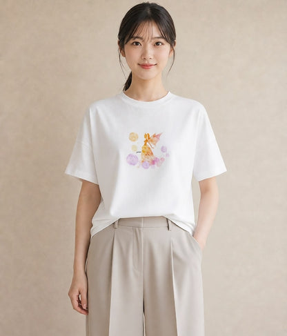 半袖Tシャツ レディース 牡牛座 星空 宇宙 イラスト こなれ感 自分用 ルームウェア 白T YMAZO