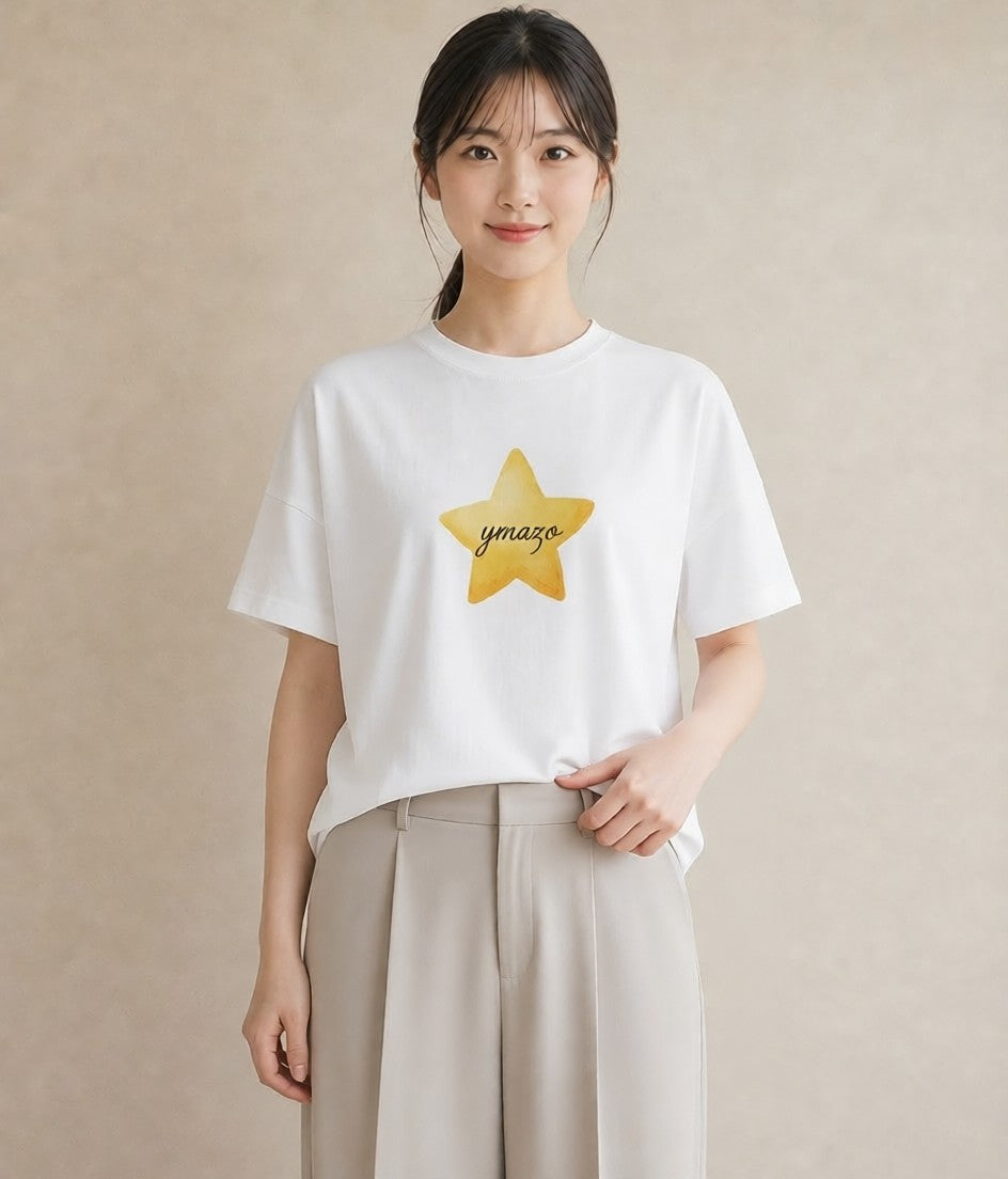 半袖Tシャツ レディース 星空 宇宙 イラスト 可愛い 通勤 在宅 白T YMAZO