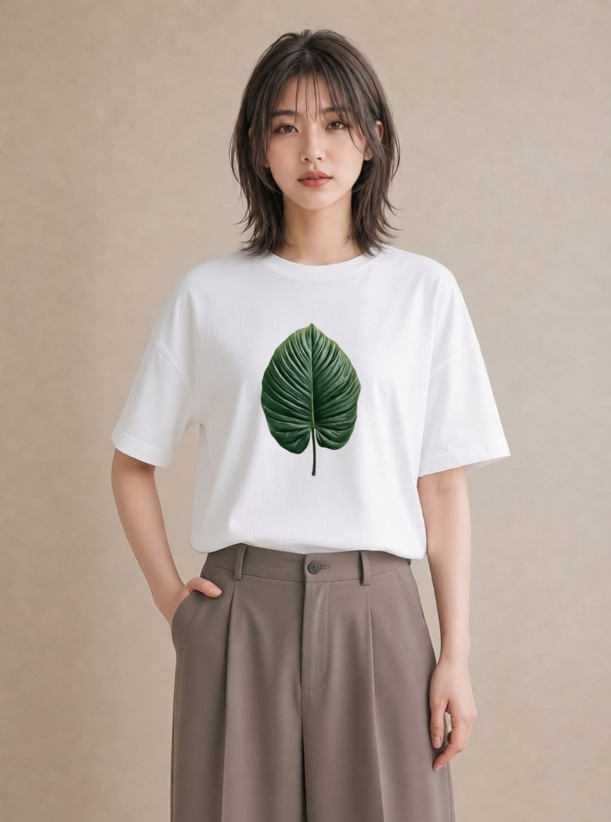 グラフィックTシャツ レディース モンステラ 植物 ボタニカル イラスト 手描き風 敬老の日 ホワイトデー 白T YMAZO