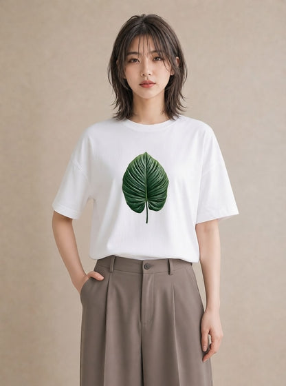 グラフィックTシャツ レディース モンステラ 植物 ボタニカル イラスト 手描き風 敬老の日 ホワイトデー 白T YMAZO