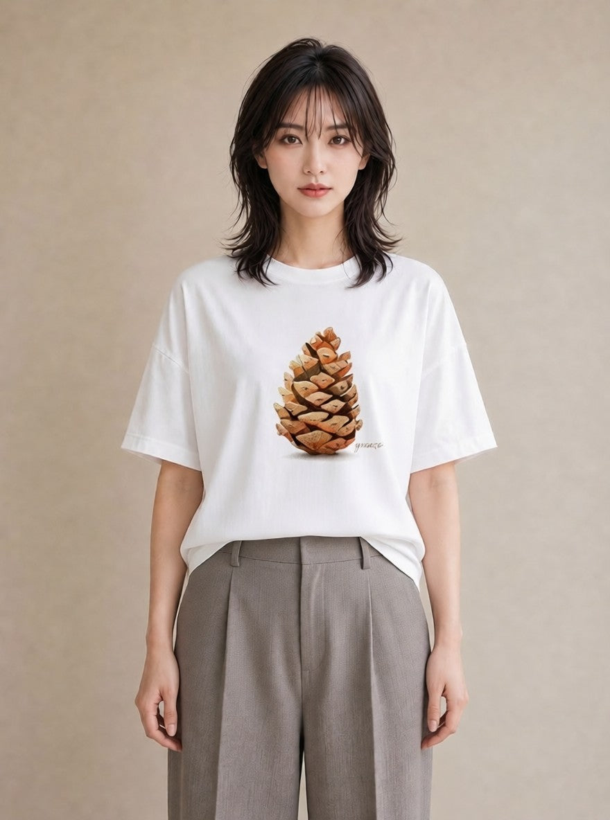 半袖Tシャツ レディース どんぐり 植物 ボタニカル イラスト 水彩風 女子会 お揃い 白T YMAZO