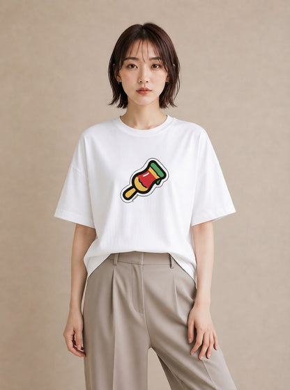 プリントTシャツ レディース アイス 食べ物 フード イラスト きれいめカジュアル 週末コーデ 敬老の日 白T YMAZO