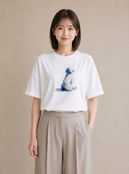 デザインTシャツ レディース 保護犬 犬 いぬ イラスト ボタニカル 在宅 公園 白T YMAZO