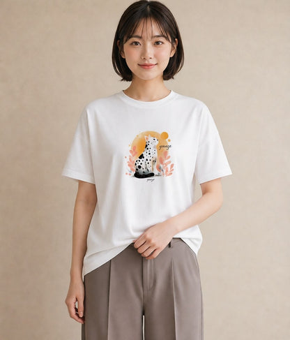 デザインTシャツ レディース ニャンコ 猫 ねこ イラスト カジュアル 通学 誕生日プレゼント 白T YMAZO