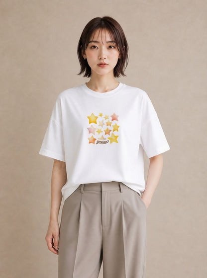 グラフィックTシャツ レディース 射手座 星空 宇宙 イラスト こなれ感 デイリーウェア 休日 白T YMAZO