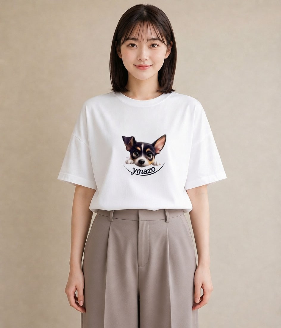 グラフィックTシャツ レディース チワワ 犬 いぬ イラスト モード 買い物 夏コーデ 白T YMAZO