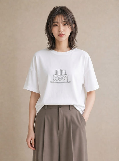 半袖Tシャツ レディース スイーツ お菓子 デザート イラスト ボタニカル 姉妹 送別ギフト 白T YMAZO
