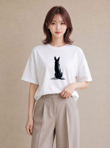 グラフィックTシャツ レディース 犬好き 犬 いぬ イラスト レトロ 自分用 ルームウェア 白T YMAZO