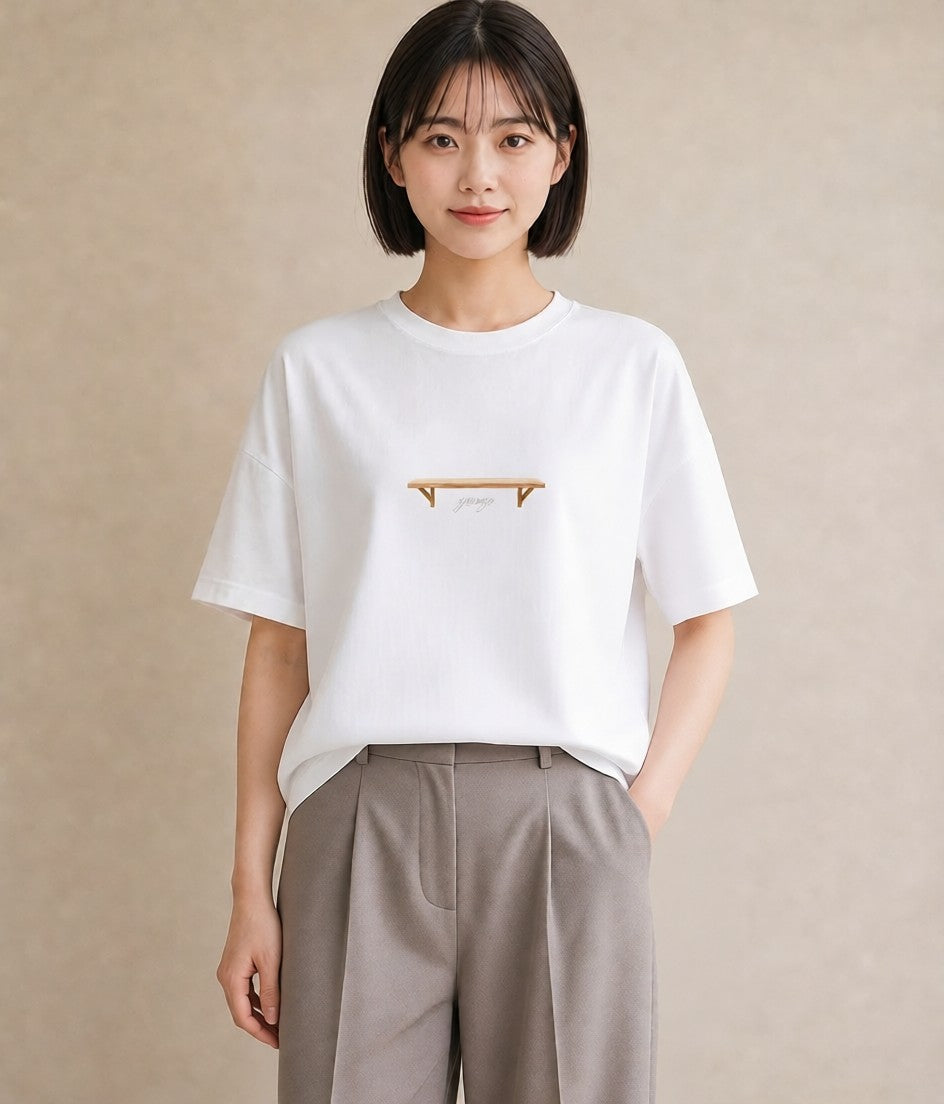 グラフィックTシャツ レディース 雨上がりのベンチ ベンチ ナチュラル アンティーク イラスト ボタニカル 誕生日プレゼント 綿100 白T YMAZO