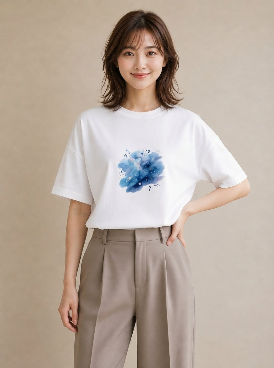 グラフィックTシャツ レディース 乙女座 星空 宇宙 イラスト レトロ デート 帰省 白T YMAZO