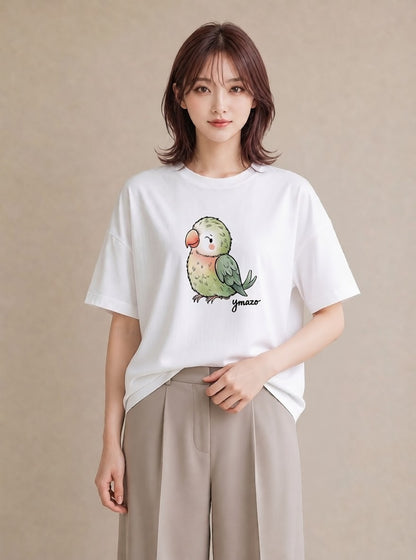 Tシャツ レディース 白文鳥 ペット 動物 イラスト ゆるかわ 女子会 お揃い 白T YMAZO
