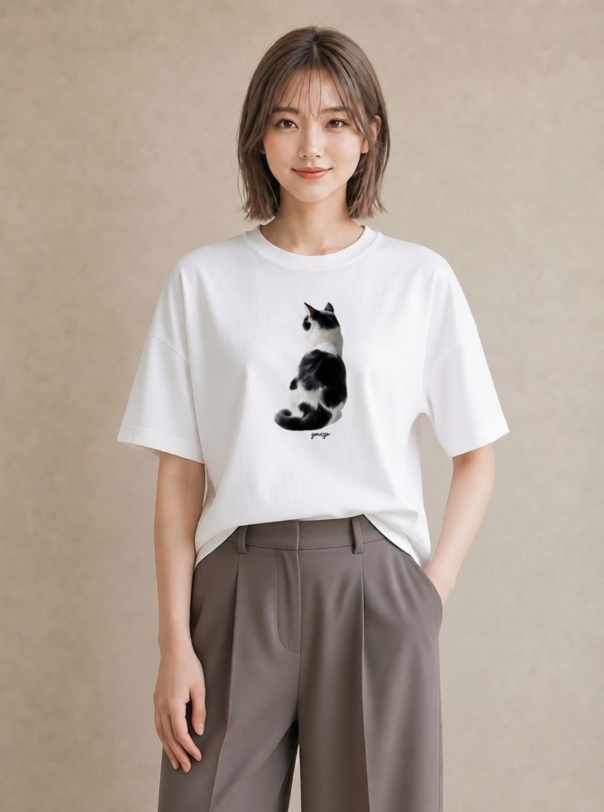 半袖Tシャツ レディース ラグドール 猫 ねこ イラスト ラフ 秋コーデ おしゃれギフト 白T YMAZO