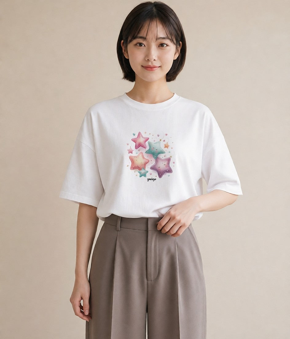 半袖Tシャツ レディース 乙女座 星空 宇宙 イラスト 手描き風 お出かけ 普段着 白T YMAZO