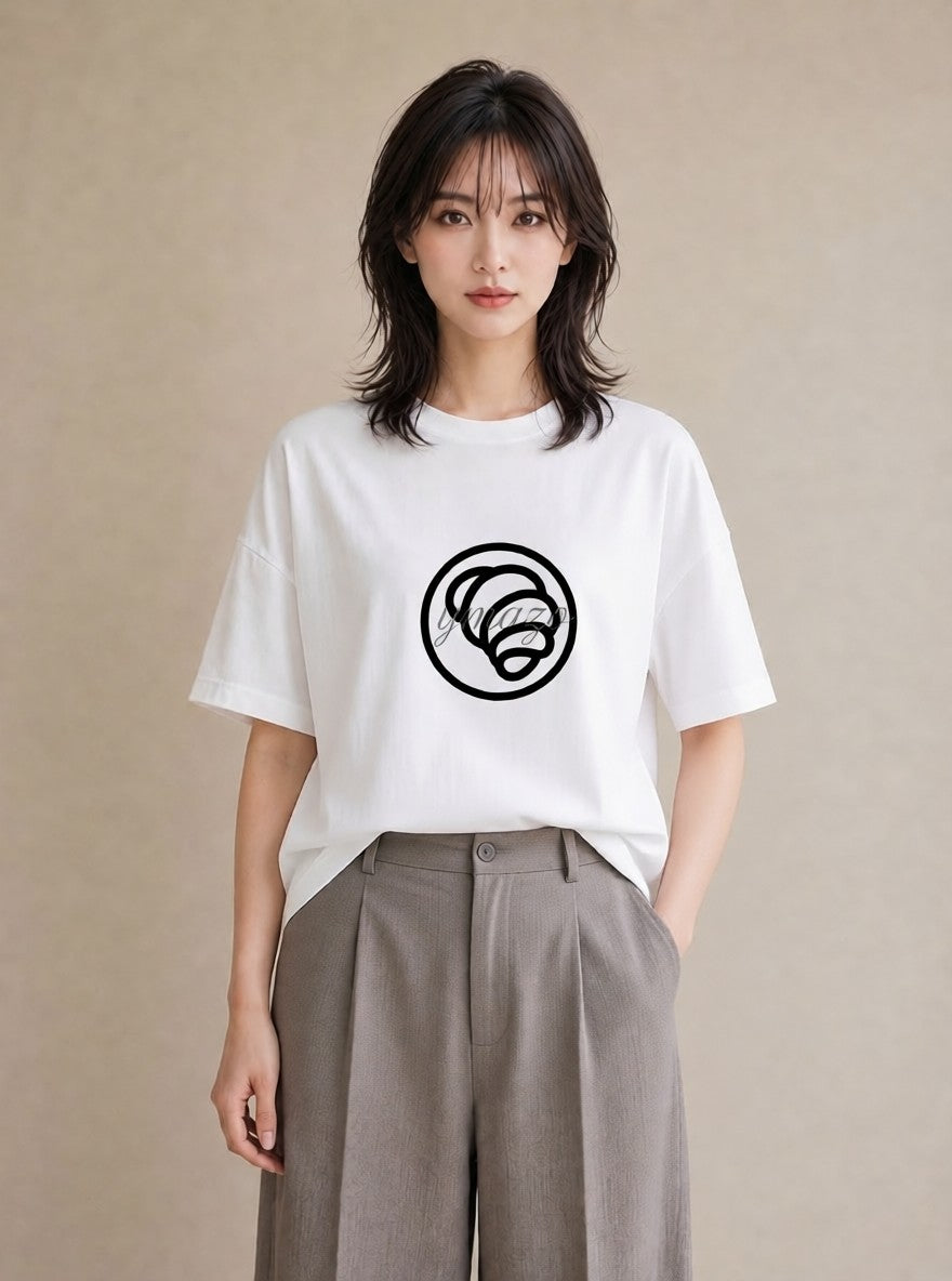 Tシャツ レディース パン ベーカリー イラスト 韓国風 部屋着 女性向けギフト 白T YMAZO