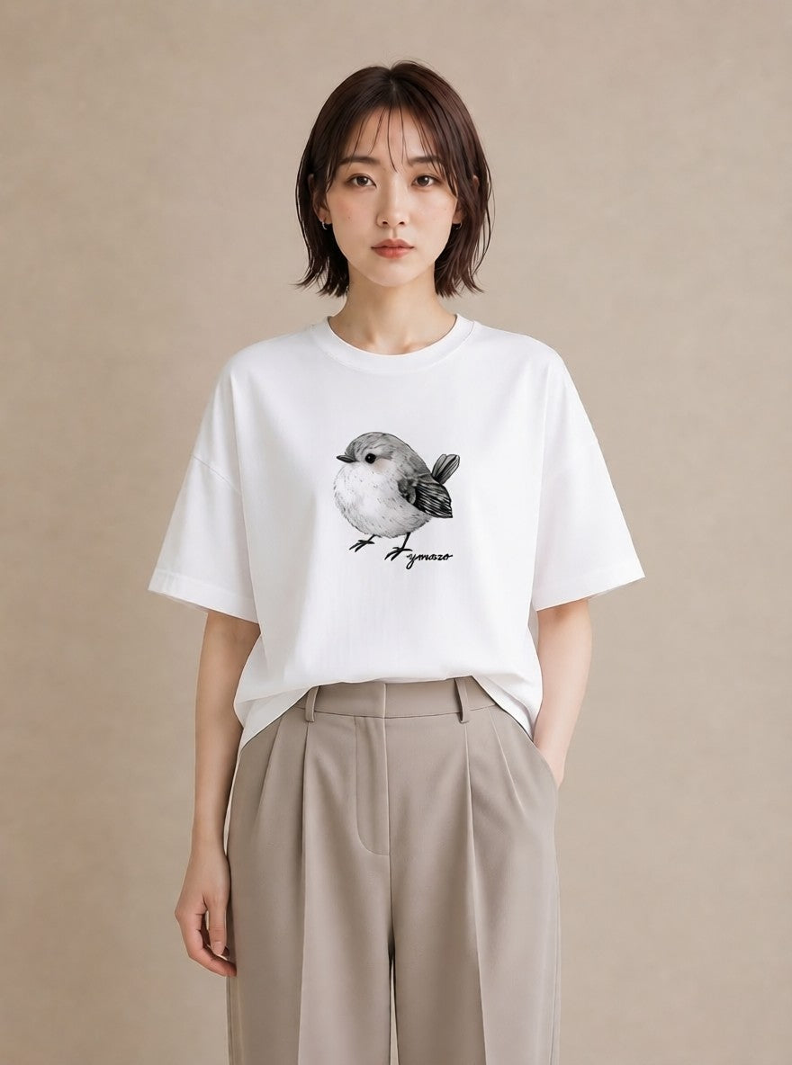 プリントTシャツ レディース 桜文鳥 ペット 動物 イラスト アート風 ギフト 母の日 白T YMAZO