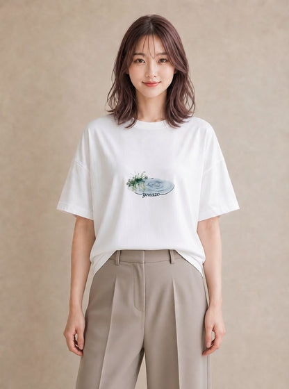 デザインTシャツ レディース 雨上がりの小道 雨上がり 小道 ナチュラル アンティーク イラスト モード 夏コーデ 通学 白T YMAZO