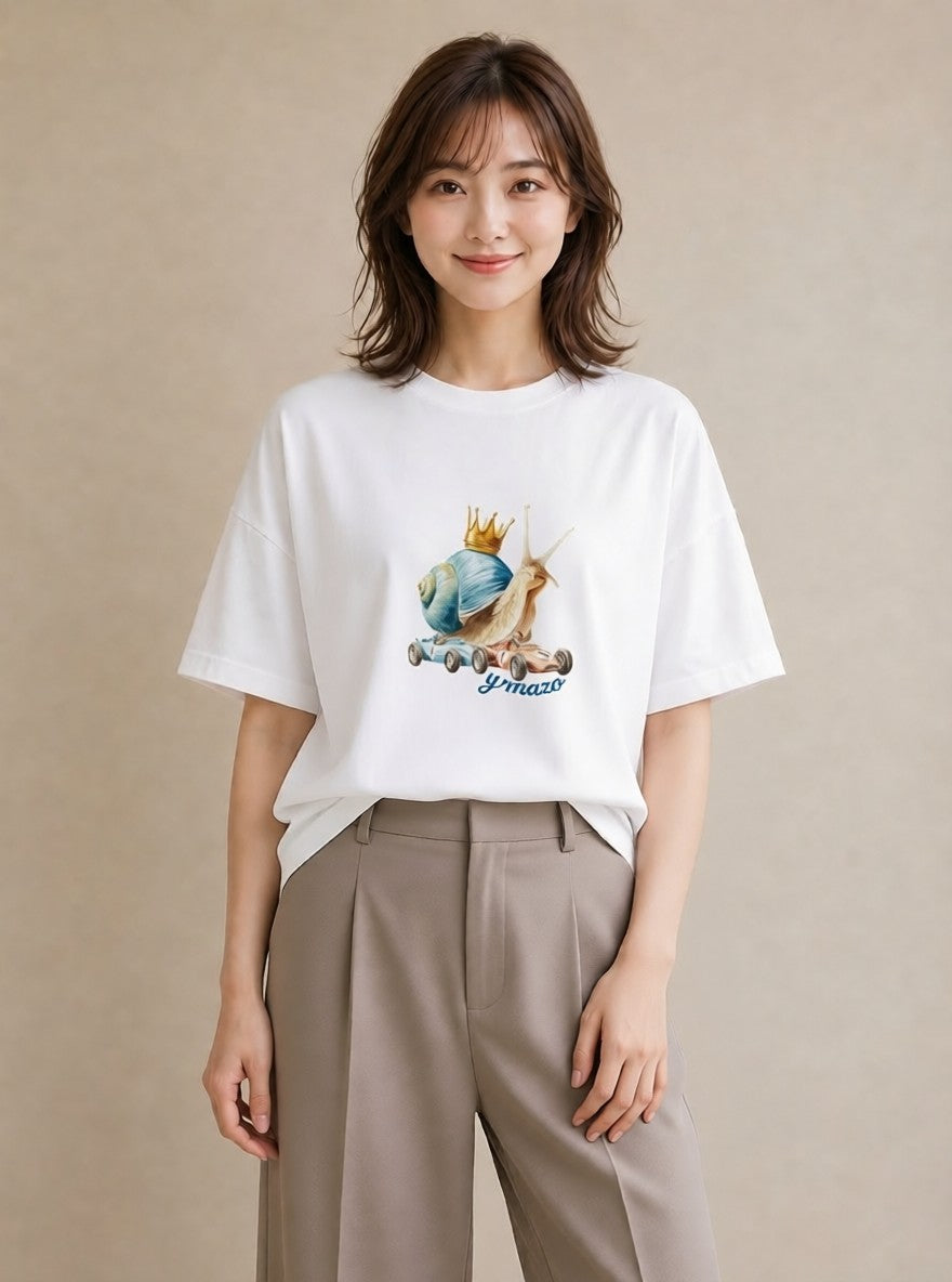 プリントTシャツ レディース かたつむり 昆虫 虫 イラスト ニュアンス 母娘コーデ 自分用 白T YMAZO